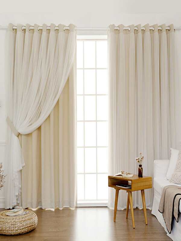 Solid Double Layer Single Panel Curtain